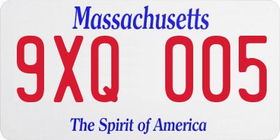 MA license plate 9XQ005
