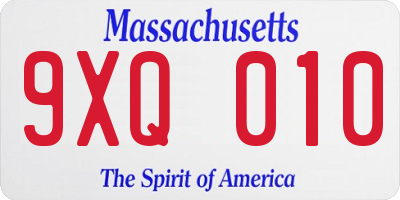MA license plate 9XQ010