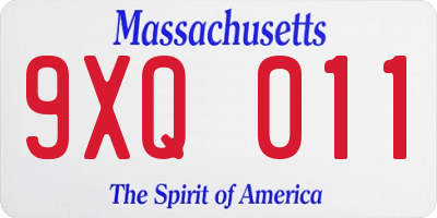 MA license plate 9XQ011