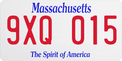 MA license plate 9XQ015