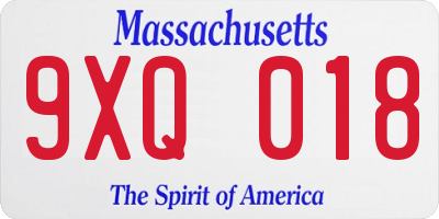 MA license plate 9XQ018