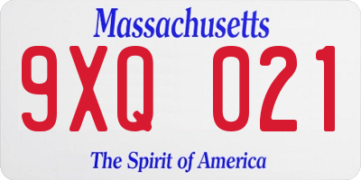 MA license plate 9XQ021