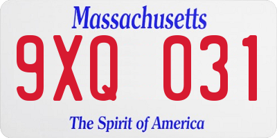 MA license plate 9XQ031