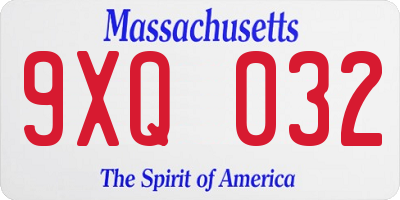 MA license plate 9XQ032