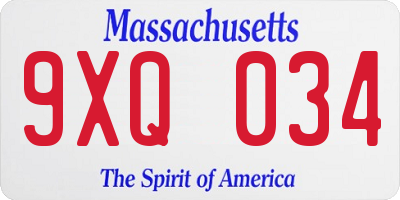 MA license plate 9XQ034