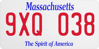 MA license plate 9XQ038
