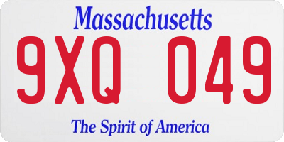 MA license plate 9XQ049