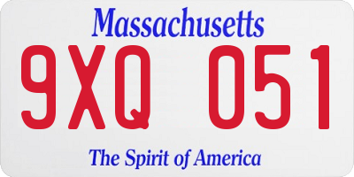 MA license plate 9XQ051