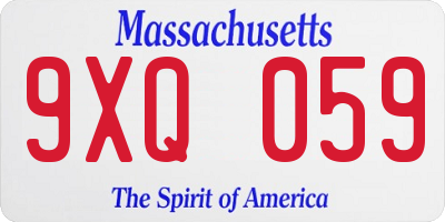 MA license plate 9XQ059