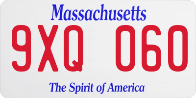 MA license plate 9XQ060