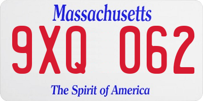 MA license plate 9XQ062