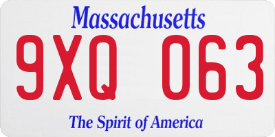 MA license plate 9XQ063