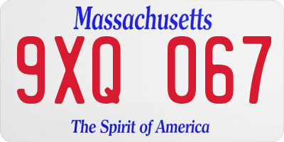 MA license plate 9XQ067