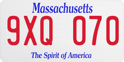 MA license plate 9XQ070