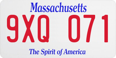 MA license plate 9XQ071