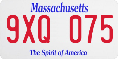MA license plate 9XQ075