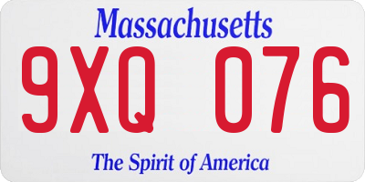 MA license plate 9XQ076