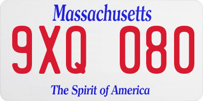 MA license plate 9XQ080