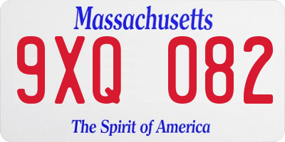 MA license plate 9XQ082