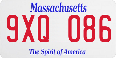 MA license plate 9XQ086
