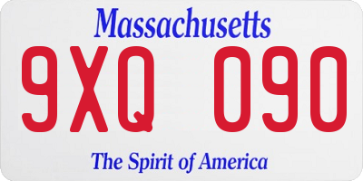 MA license plate 9XQ090