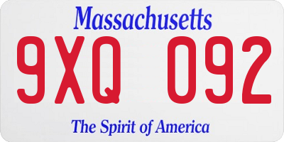 MA license plate 9XQ092