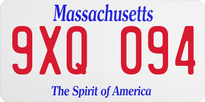 MA license plate 9XQ094