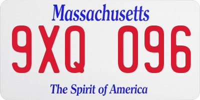 MA license plate 9XQ096