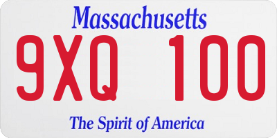 MA license plate 9XQ100