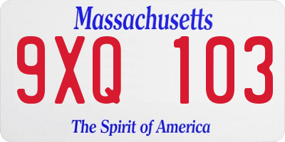 MA license plate 9XQ103