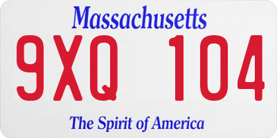 MA license plate 9XQ104
