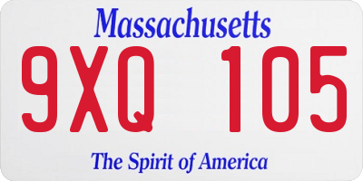 MA license plate 9XQ105