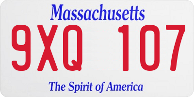 MA license plate 9XQ107