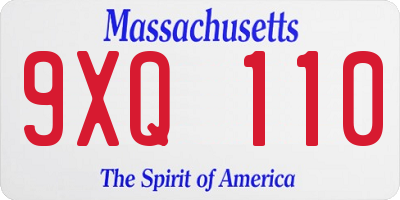 MA license plate 9XQ110