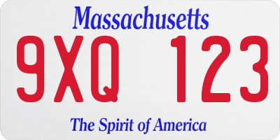 MA license plate 9XQ123