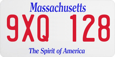 MA license plate 9XQ128