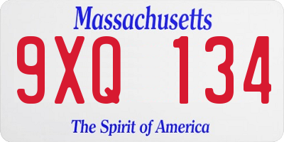 MA license plate 9XQ134