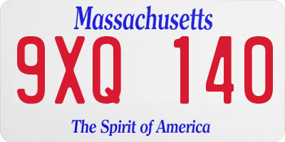MA license plate 9XQ140