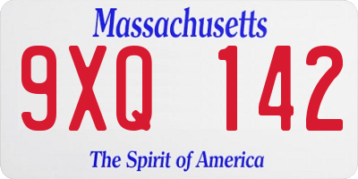 MA license plate 9XQ142