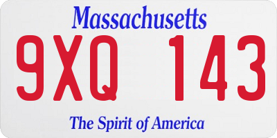 MA license plate 9XQ143
