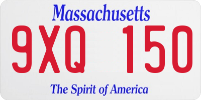 MA license plate 9XQ150
