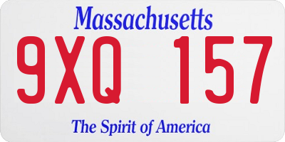 MA license plate 9XQ157
