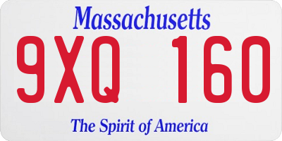 MA license plate 9XQ160