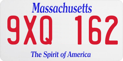 MA license plate 9XQ162