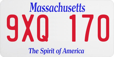 MA license plate 9XQ170