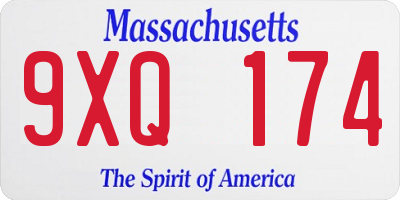 MA license plate 9XQ174