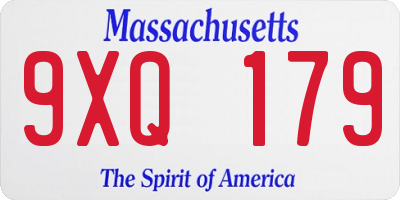 MA license plate 9XQ179