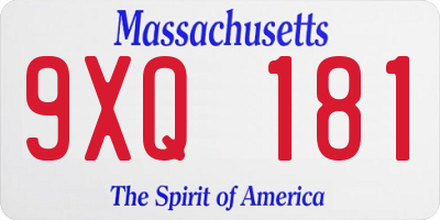 MA license plate 9XQ181