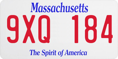 MA license plate 9XQ184