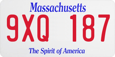 MA license plate 9XQ187
